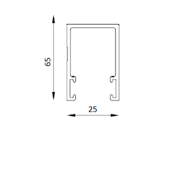 Imagen de Perfil Aluminio Guia Lateral Esmaltado 65X25